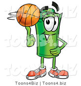 Illustration of a Cartoon Rolled Money Mascot Spinning a Basketball on His Finger by Mascot Junction