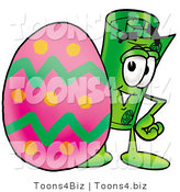 Illustration of a Cartoon Rolled Money Mascot Standing Beside an Easter Egg by Mascot Junction