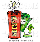 Illustration of a Cartoon Rolled Money Mascot Standing with a Lit Stick of Dynamite by Mascot Junction