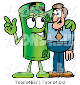Illustration of a Cartoon Rolled Money Mascot Talking to a Business Man by Mascot Junction