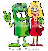 Illustration of a Cartoon Rolled Money Mascot Talking to a Pretty Blond Woman by Mascot Junction