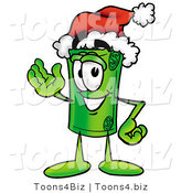 Illustration of a Cartoon Rolled Money Mascot Wearing a Santa Hat and Waving by Mascot Junction