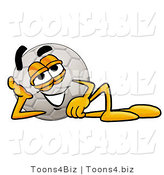 Illustration of a Cartoon Soccer Ball Mascot Resting His Head on His Hand by Mascot Junction