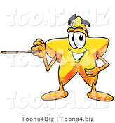 Illustration of a Cartoon Star Mascot Holding a Pointer Stick by Mascot Junction