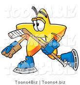 Illustration of a Cartoon Star Mascot Playing Ice Hockey by Mascot Junction