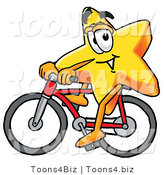 Illustration of a Cartoon Star Mascot Riding a Bicycle by Mascot Junction