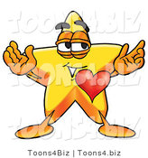 Illustration of a Cartoon Star Mascot with His Heart Beating out of His Chest by Mascot Junction