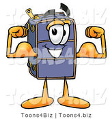 Illustration of a Cartoon Suitcase Mascot Flexing His Arm Muscles by Mascot Junction