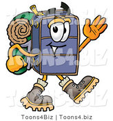 Illustration of a Cartoon Suitcase Mascot Hiking and Carrying a Backpack by Toons4Biz