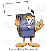 Illustration of a Cartoon Suitcase Mascot Holding a Blank Sign by Mascot Junction