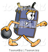 Illustration of a Cartoon Suitcase Mascot Holding a Bowling Ball by Mascot Junction
