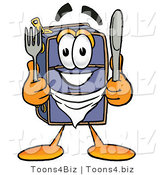 Illustration of a Cartoon Suitcase Mascot Holding a Knife and Fork by Mascot Junction