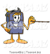 Illustration of a Cartoon Suitcase Mascot Holding a Pointer Stick by Mascot Junction