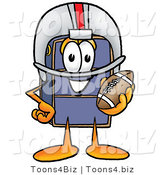 Illustration of a Cartoon Suitcase Mascot in a Helmet, Holding a Football by Mascot Junction
