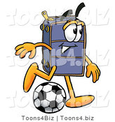 Illustration of a Cartoon Suitcase Mascot Kicking a Soccer Ball by Mascot Junction