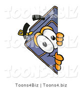 Illustration of a Cartoon Suitcase Mascot Peeking Around a Corner by Mascot Junction