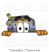 Illustration of a Cartoon Suitcase Mascot Peeking over a Surface by Mascot Junction