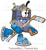 Illustration of a Cartoon Suitcase Mascot Playing Ice Hockey by Mascot Junction