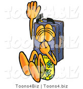 Illustration of a Cartoon Suitcase Mascot Plugging His Nose While Jumping into Water by Toons4Biz