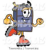 Illustration of a Cartoon Suitcase Mascot Roller Blading on Inline Skates by Mascot Junction