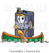 Illustration of a Cartoon Suitcase Mascot Rowing a Boat by Mascot Junction