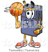 Illustration of a Cartoon Suitcase Mascot Spinning a Basketball on His Finger by Mascot Junction