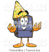Illustration of a Cartoon Suitcase Mascot Wearing a Birthday Party Hat by Mascot Junction