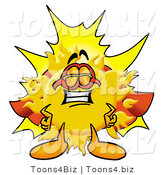 Illustration of a Cartoon Sun Mascot Dressed As a Super Hero by Mascot Junction