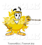 Illustration of a Cartoon Sun Mascot Holding a Pointer Stick by Mascot Junction