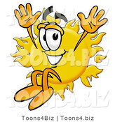 Illustration of a Cartoon Sun Mascot Jumping by Toons4Biz