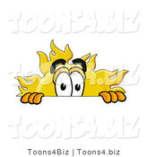 Illustration of a Cartoon Sun Mascot Peeking over a Surface by Mascot Junction