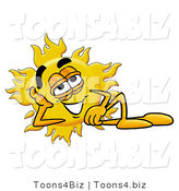Illustration of a Cartoon Sun Mascot Resting His Head on His Hand by Mascot Junction