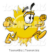 Illustration of a Cartoon Sun Mascot Running by Mascot Junction