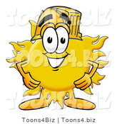 Illustration of a Cartoon Sun Mascot Wearing a Helmet by Mascot Junction