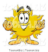 Illustration of a Cartoon Sun Mascot with Welcoming Open Arms by Mascot Junction