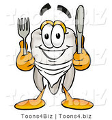 Illustration of a Cartoon Tooth Mascot Holding a Knife and Fork by Toons4Biz