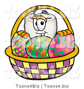 Illustration of a Cartoon Tooth Mascot in an Easter Basket Full of Decorated Easter Eggs by Mascot Junction