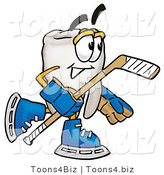 Illustration of a Cartoon Tooth Mascot Playing Ice Hockey by Mascot Junction