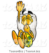 Illustration of a Cartoon Tooth Mascot Plugging His Nose While Jumping into Water by Toons4Biz