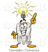 Illustration of a Cartoon Tooth Mascot with a Bright Idea by Mascot Junction