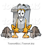 Illustration of a Cartoon Trash Can Mascot Lifting a Heavy Barbell by Mascot Junction