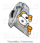 Illustration of a Cartoon Trash Can Mascot Peeking Around a Corner by Toons4Biz