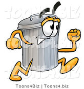 Illustration of a Cartoon Trash Can Mascot Running by Mascot Junction