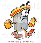 Illustration of a Cartoon Trash Can Mascot Speed Walking or Jogging by Toons4Biz