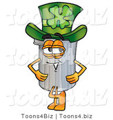 Illustration of a Cartoon Trash Can Mascot Wearing a Saint Patricks Day Hat with a Clover on It by Mascot Junction