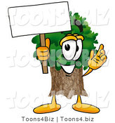 Illustration of a Cartoon Tree Mascot Holding a Blank Sign by Mascot Junction