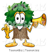 Illustration of a Cartoon Tree Mascot Holding a Megaphone by Toons4Biz