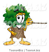 Illustration of a Cartoon Tree Mascot Holding a Pointer Stick by Mascot Junction