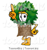 Illustration of a Cartoon Tree Mascot Pointing Upwards by Mascot Junction