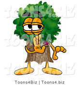 Illustration of a Cartoon Tree Mascot Whispering and Gossiping by Mascot Junction